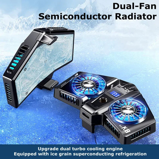 K8 Mobile Phone Semiconductor Back Clip Dual Fast Cooling Fan K8A Tablet Magnetic Game Cooler for Live Broadcast Gaming Radiator